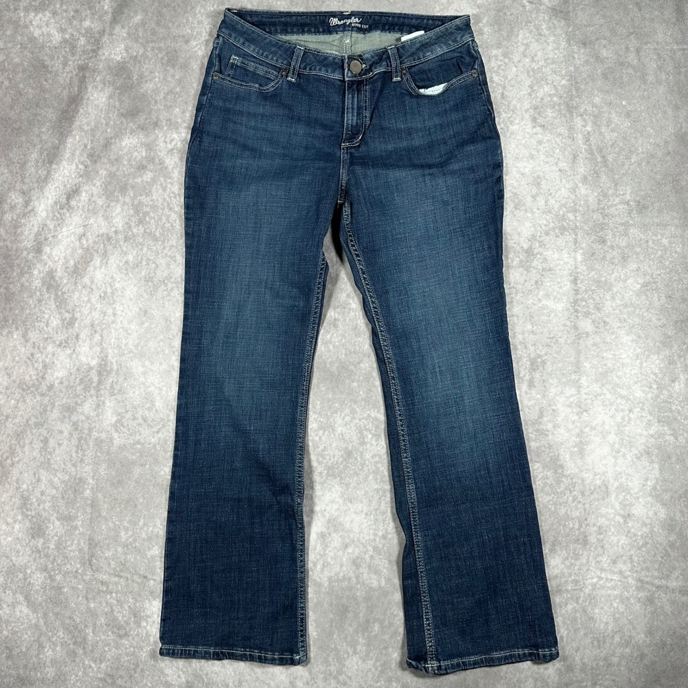 Wrangler Womens Bootcut Jeans Size 11x30 Dark Wash Blue Denim Western Mid Rise